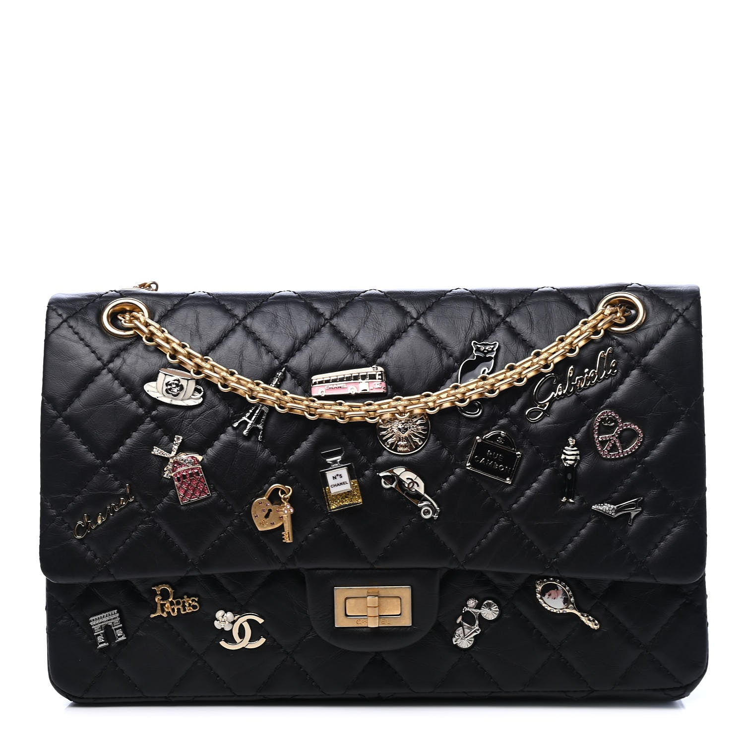 Chanel Aged Calfskin Lucky Charms 2.55 Reissue 226 Flap Black 1 of 6