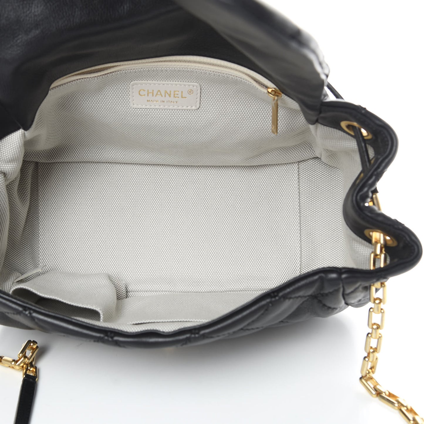 Calfskin Quilted Retro Chain Flap Black