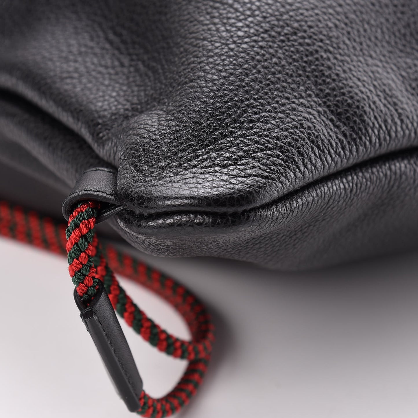 Calfskin Logo Drawstring Backpack Black