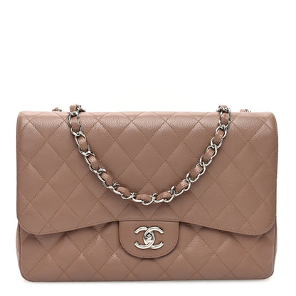 Chanel Caviar Quilted Jumbo Single Flap Dark Beige 1 of 10