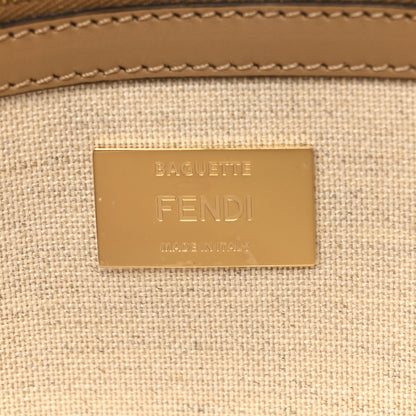 Fendi Canvas Vitello King FF Multicolor Embroidered Baguette Dusty Mauve Cappuccino Multicolor 6 of 10