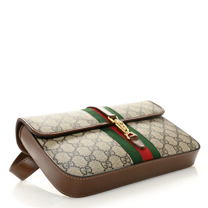 Gucci GG Supreme Monogram Azalea Calfskin Web Jackie 1961 Belt Bag 100 40 Beige Ebony Brown Sugar 4 of 10