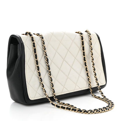 Chanel Calfskin Quilted Graphic Flap Bag Black White 3 of 10
