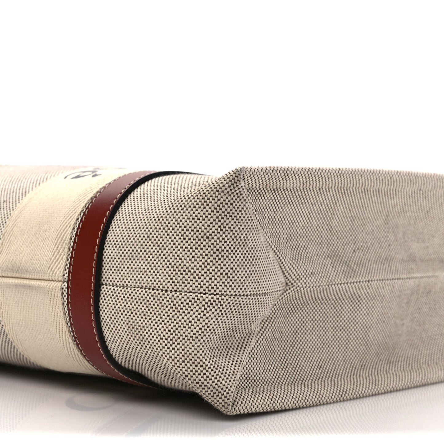 Cotton Calfskin Medium Woody Ribbon Tote White Brown