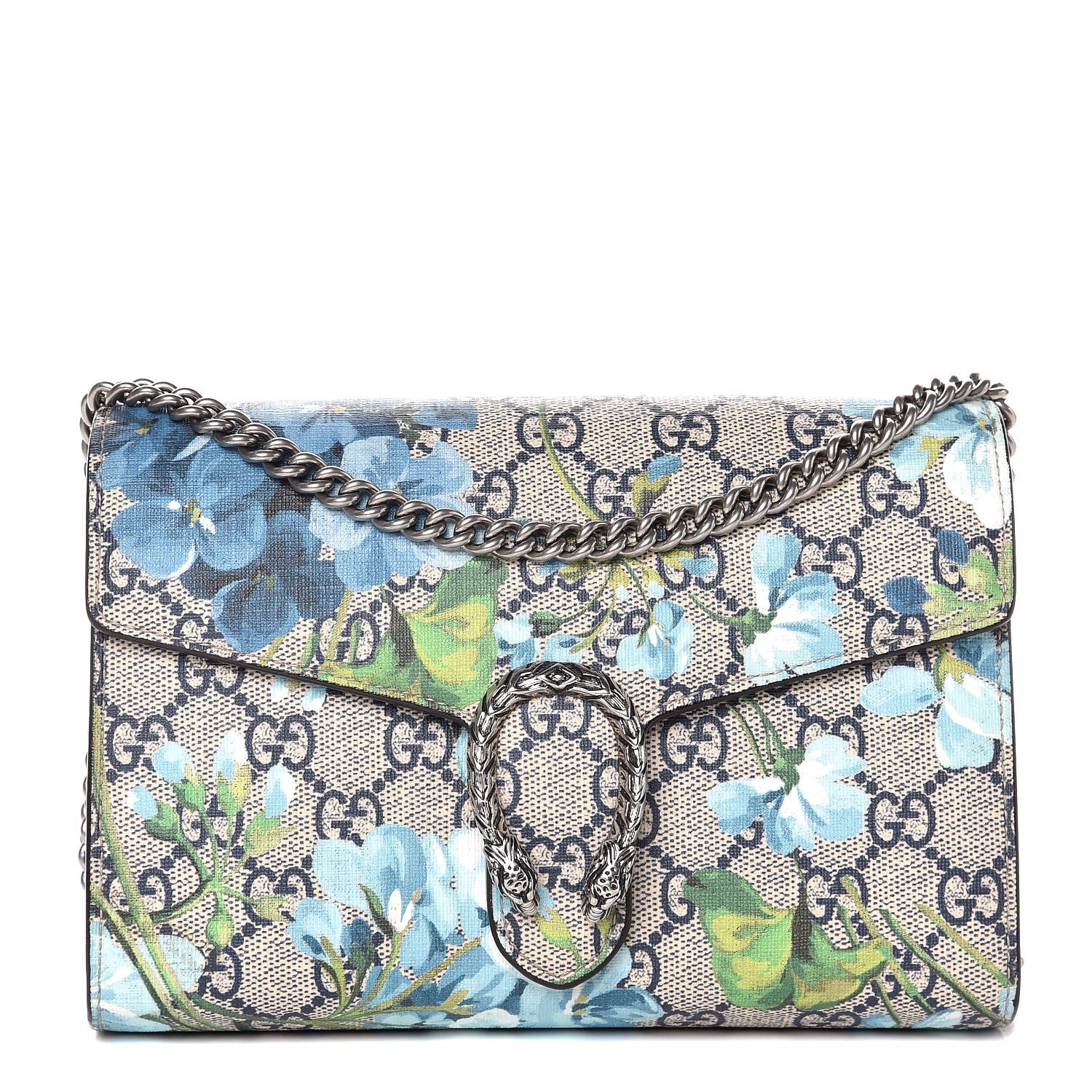 Gucci GG Supreme Monogram Blooms Mini Dionysus Chain Wallet Beige Blue Navy Vintage Blue 1 of 7