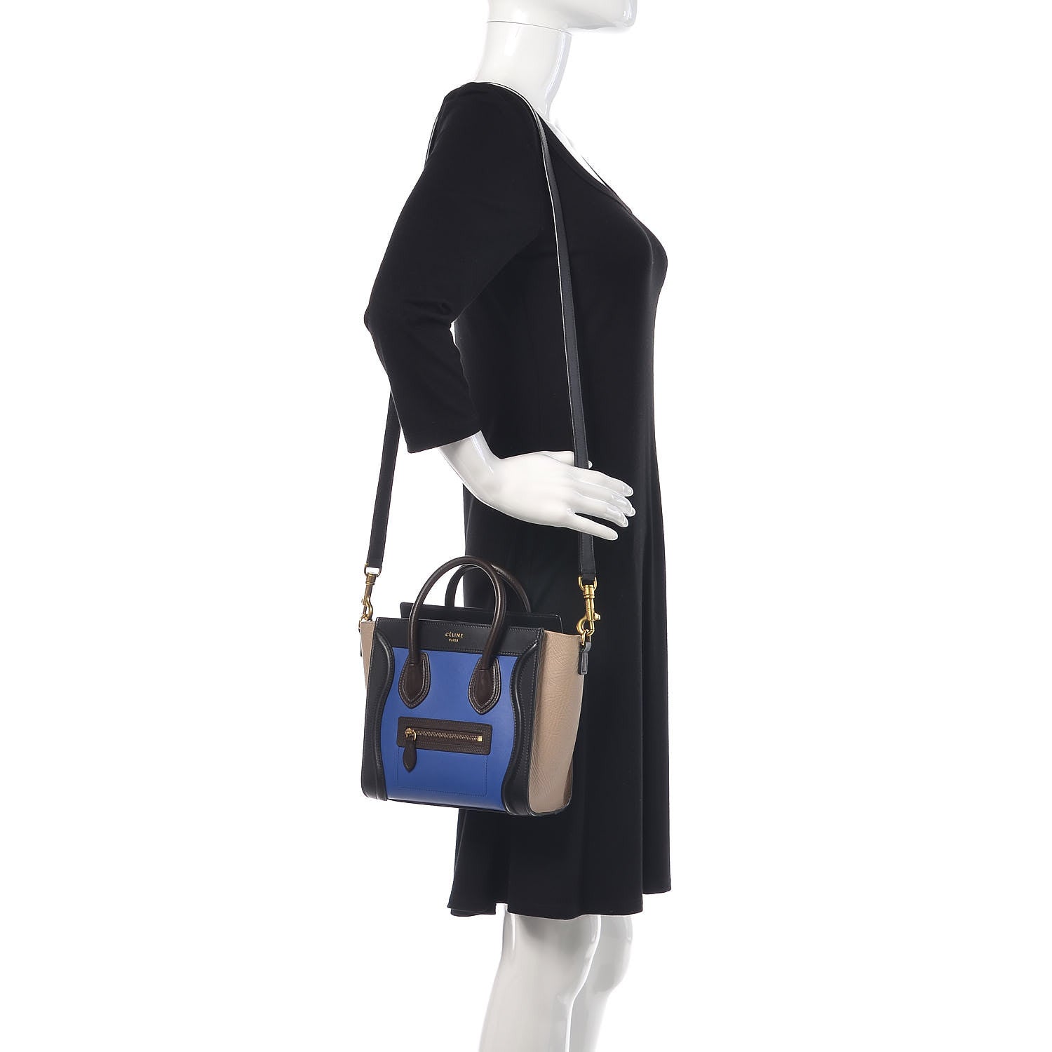 Celine Smooth Calfskin Bullhide Nano Tri-Color Luggage Indigo 2 of 10