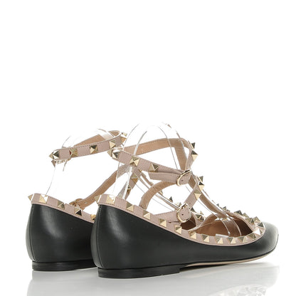 Valentino Garavani Nappa Rockstud Cage Ballerina Flats 40 Black Poudre 4 of 8