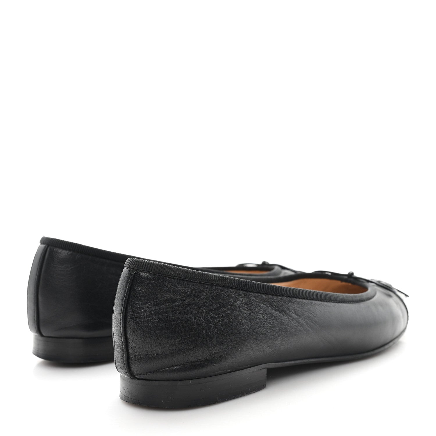 Chanel Lambskin Patent Cap Toe Ballerina Flats 38 Black 5 of 9