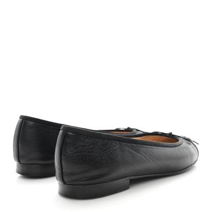 Chanel Lambskin Patent Cap Toe Ballerina Flats 38 Black 5 of 9