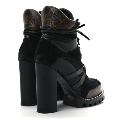 Louis Vuitton Suede Calfskin Monogram Star Trail Ankle Boots 40 Black 4 of 8