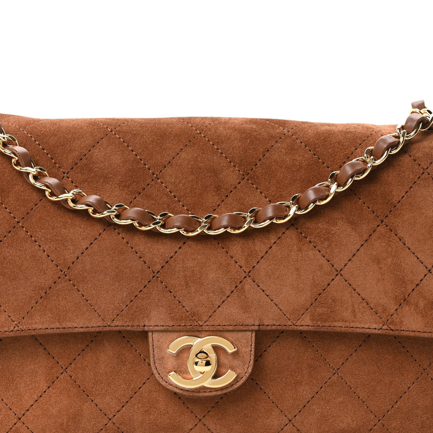 Suede Calfskin Small Souplissimo Maxi Flap Camel