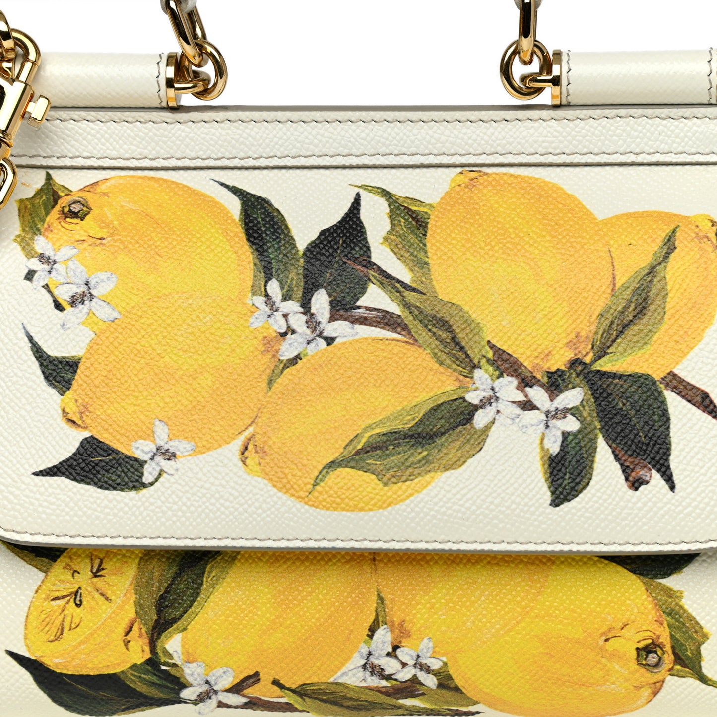 Dauphine Lemon Print Mini Miss Sicily Satchel White