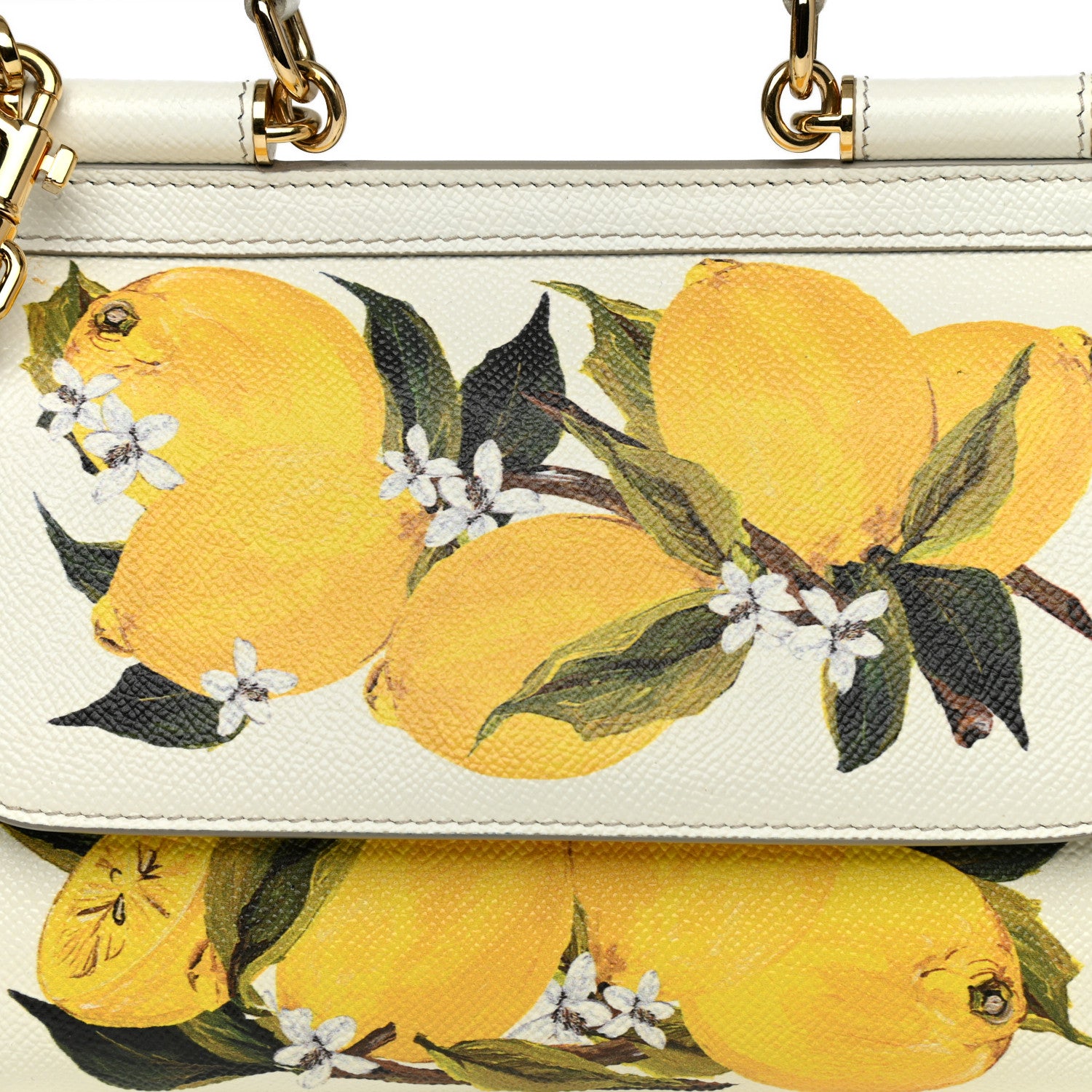 Dolce & Gabbana Dauphine Lemon Print Mini Miss Sicily Satchel White 7 of 10