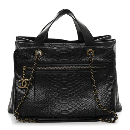 Chanel Snakeskin Glazed Calfskin Quilted Urban Mix Tote Black 1 of 10