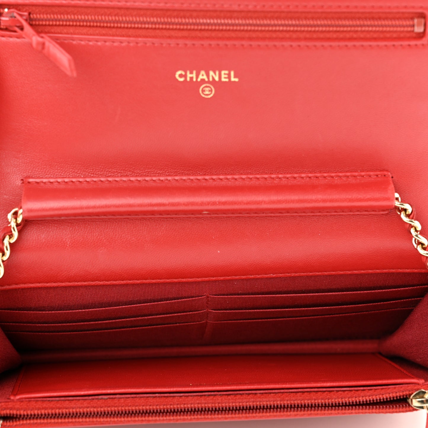 Lambskin Quilted Boy Wallet On Chain WOC Red