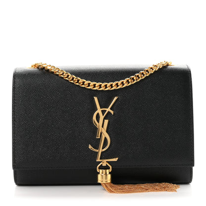 Saint Laurent Grain De Poudre Small Classic Monogram Kate Tassel Satchel Black 1 of 10