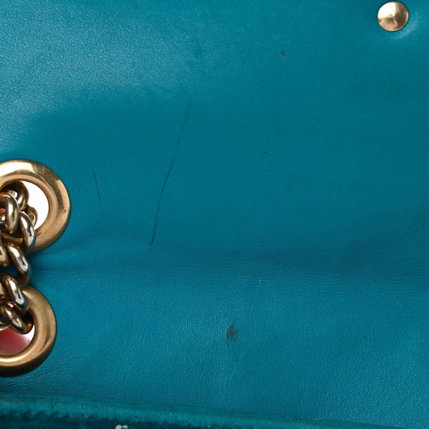 Velvet Matelasse Small GG Marmont Shoulder Bag Pavone Cyan