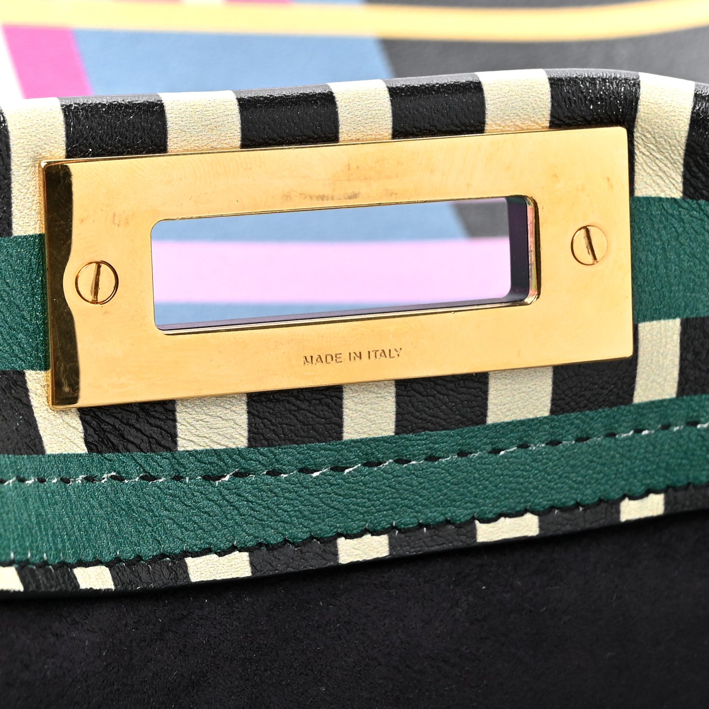 Vitello Seta Digital Print Large Peekaboo Iconic Satchel Multicolor Black