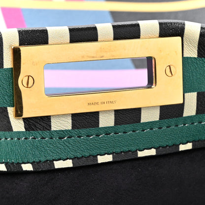 Fendi Vitello Seta Digital Print Large Peekaboo Iconic Satchel Multicolor Black 8 of 19