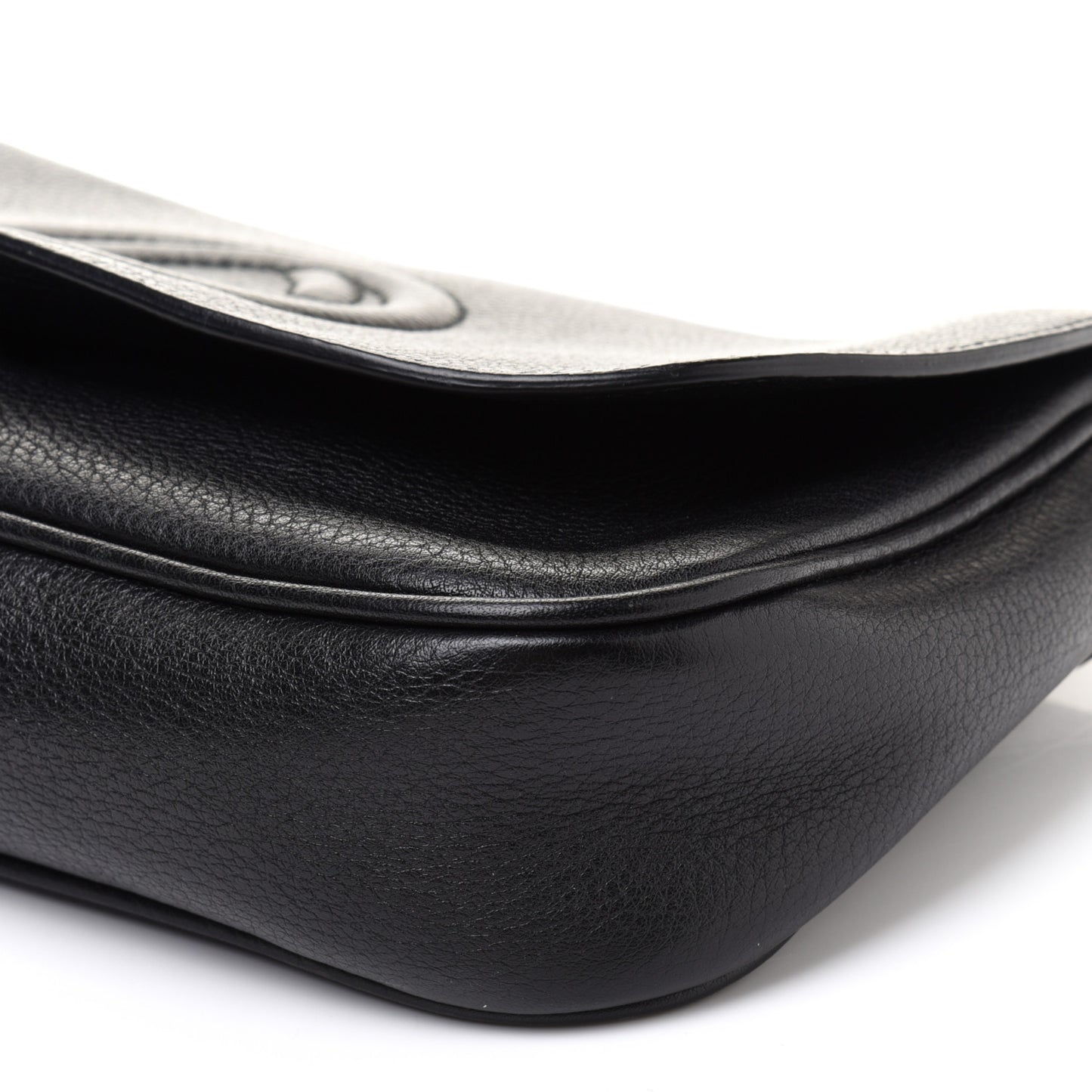Pebbled Calfskin Medium Soho Flap Crossbody Black