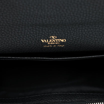 Valentino Garavani Pebbled Calfskin Rockstud Flip Lock Wallet On Chain Black 10 of 15