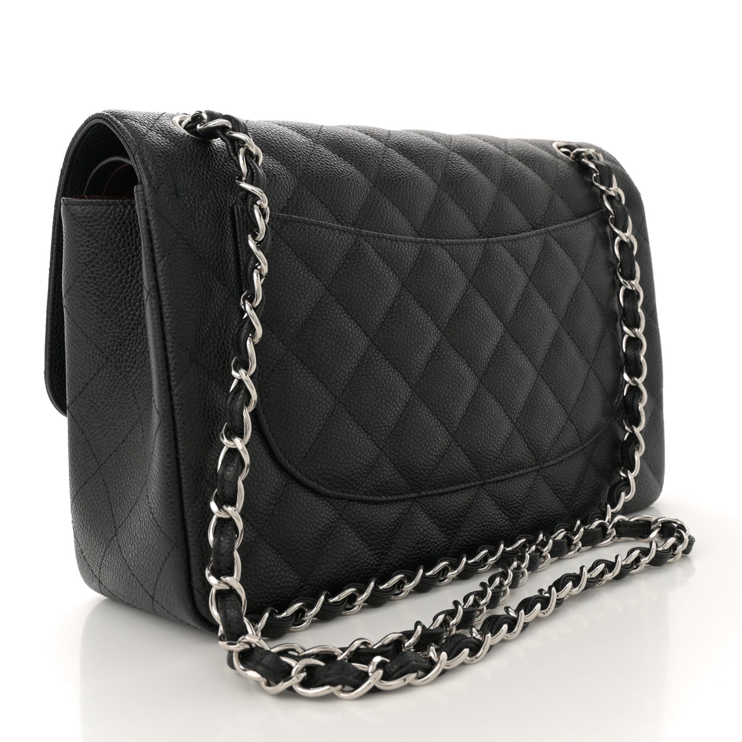 Caviar Quilted Jumbo Double Flap Black