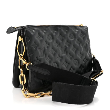 Louis Vuitton Lambskin Embossed Monogram Coussin PM Black 3 of 11