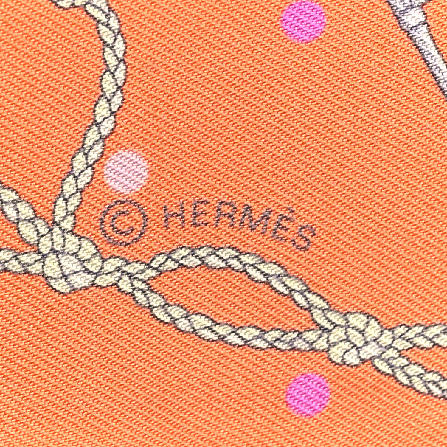 Hermes Silk Les Cles A Pois Twilly Abricot Gris Acier 4 of 4