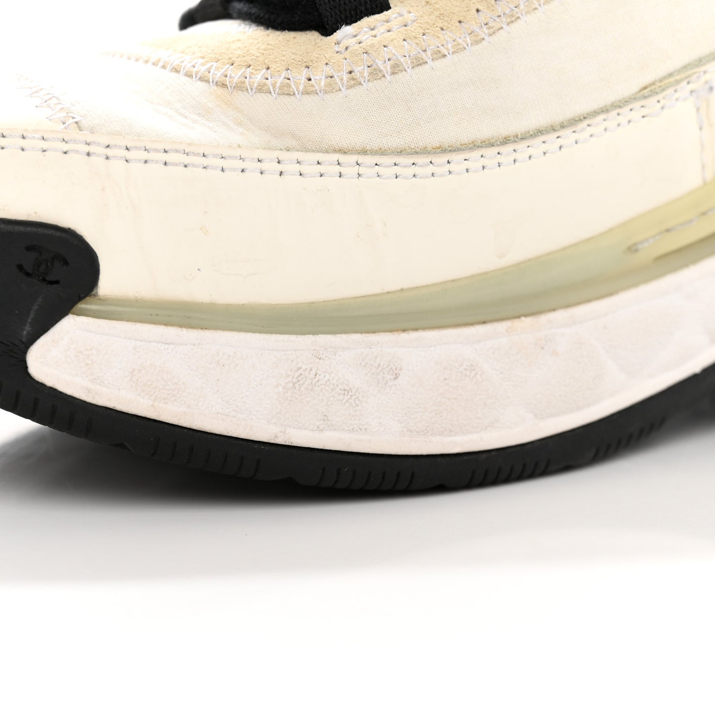 Velvet Calfskin Mixed Fibers CC Sneakers 36 Ivory Black