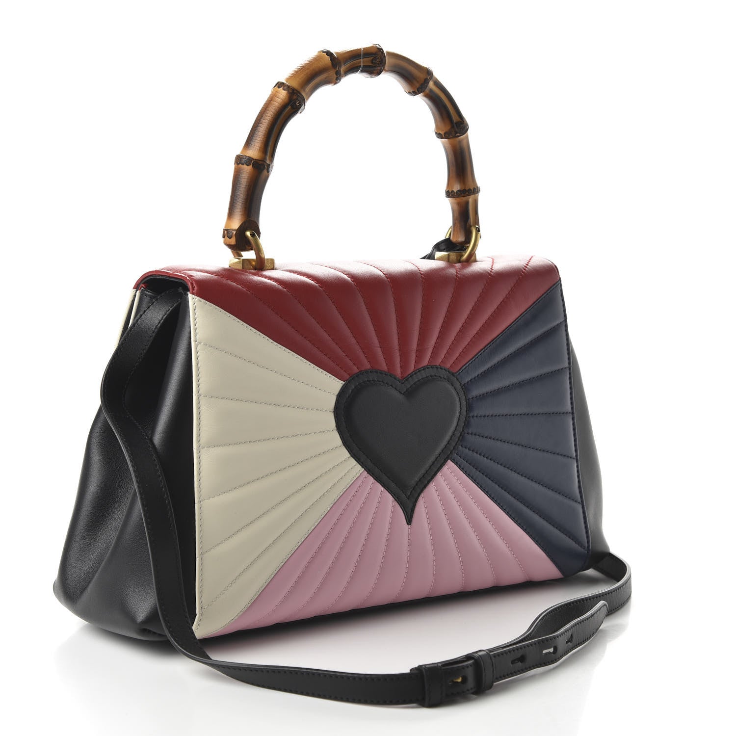 Gucci Calfskin Bamboo Trapuntata Queen Margaret Top Handle Bag Blue Agata Hibiscus Red Mystic White Sugar Pink 5 of 22