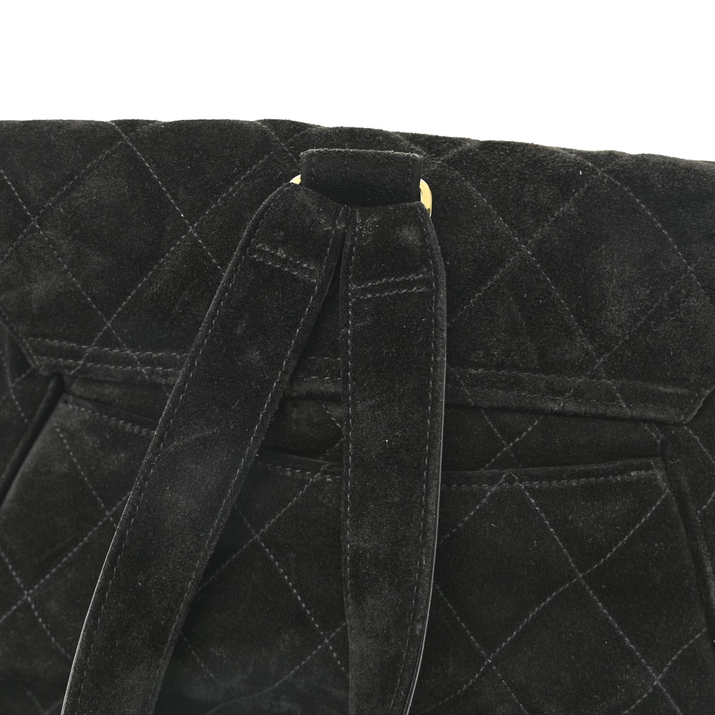 Suede Quilted CC Drawstring Backpack Black