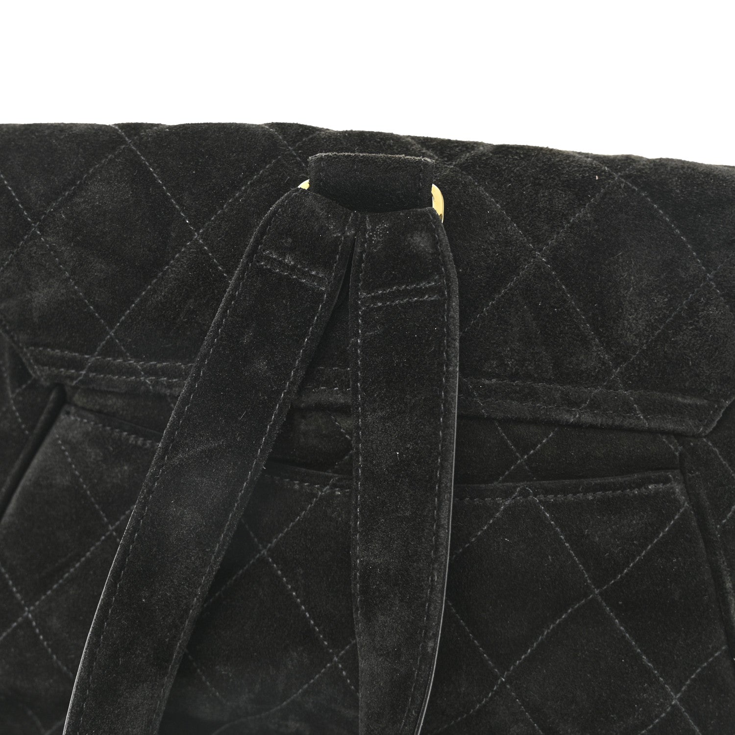 Chanel Suede Quilted CC Drawstring Backpack Black 12 of 13