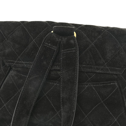 Chanel Suede Quilted CC Drawstring Backpack Black 12 of 13