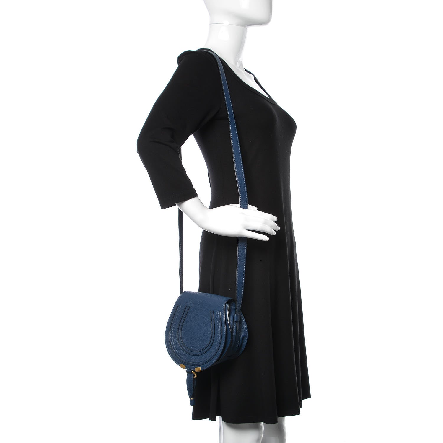 Chloe Calfskin Mini Marcie Round Crossbody Bag Royal Navy 2 of 8