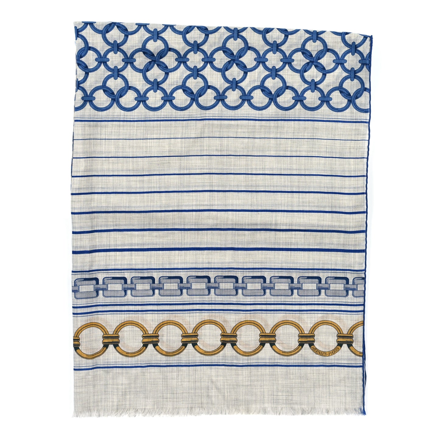 Cashmere Maillons Et Chaines Rectangle Gris Chine Marine Gold