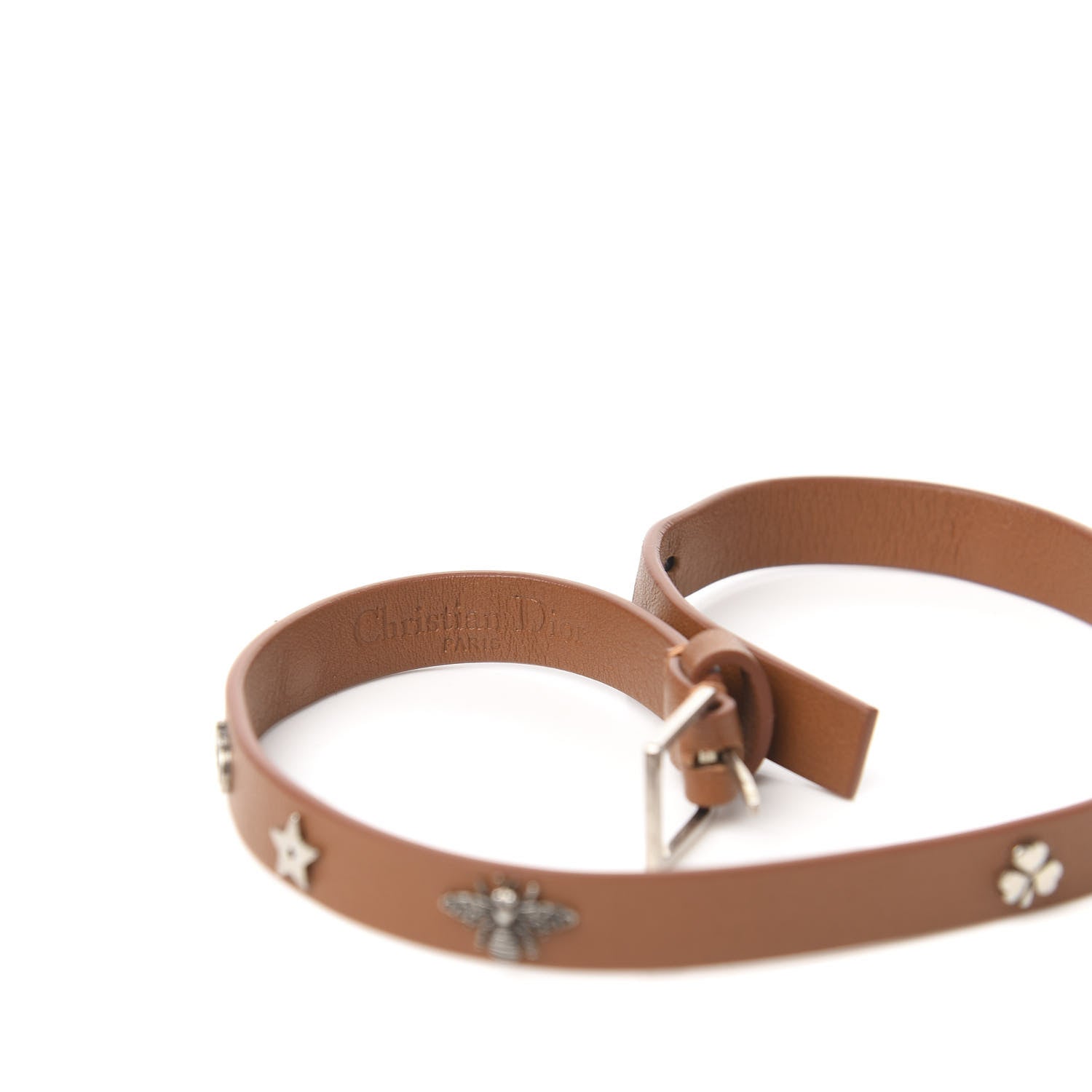 Christian Dior Calfskin Bee Double Bracelet Brown 3 of 4