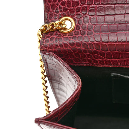 Saint Laurent Calfskin Crocodile Embossed Medium Classic Monogram Kate Tassel Satchel Dark Red 12 of 15
