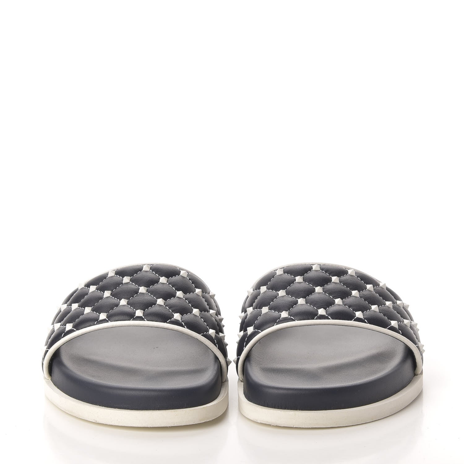 Valentino Garavani Nappa Free Rockstud Spike Pool Slide Sandals 38 Marine 2 of 8