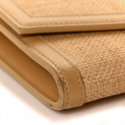 Saint Laurent Micro Raffia Monogram Uptown Chain Wallet Natural Hay Blush 11 of 16