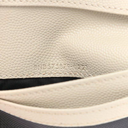 Saint Laurent Grain De Poudre Matelasse Chevron Monogram Zipped Card Case Crema Soft 7 of 9