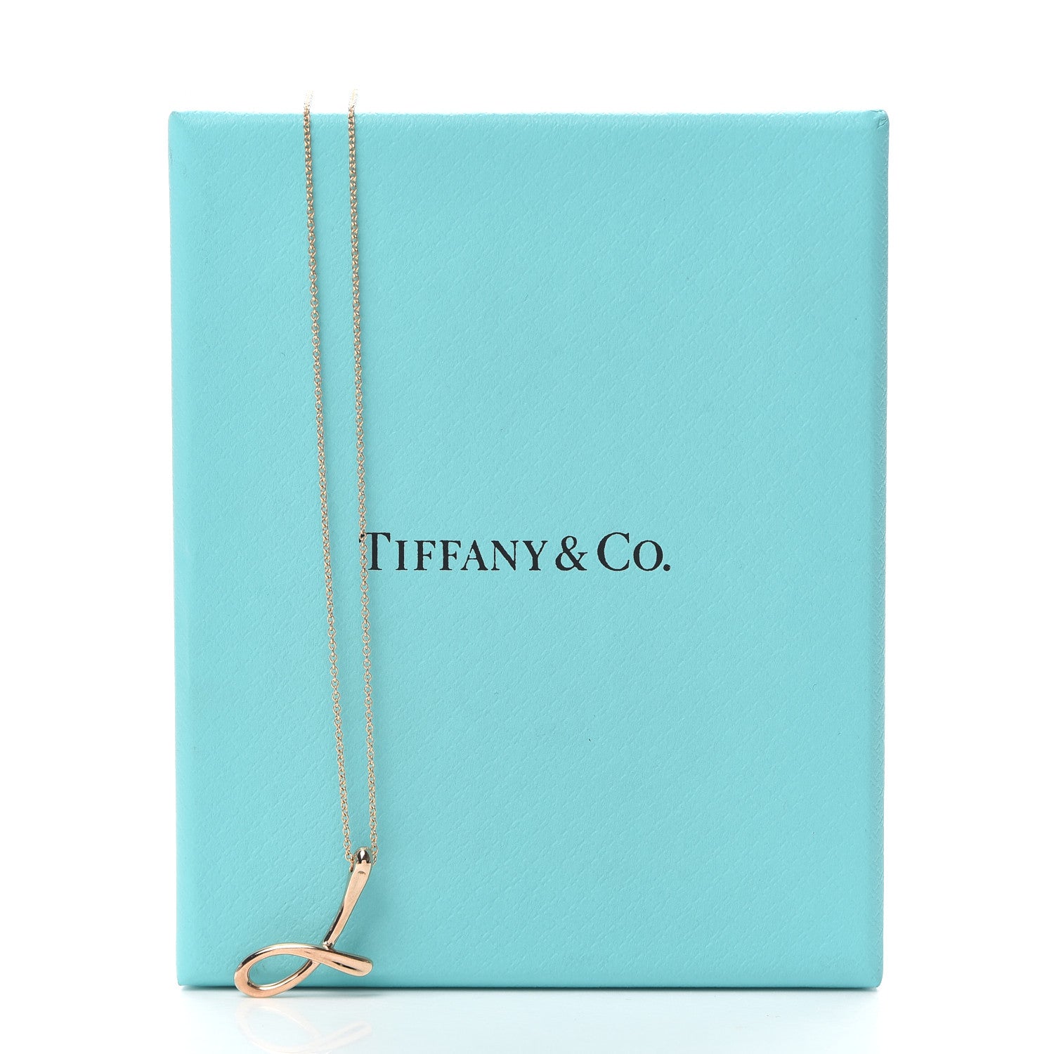 Tiffany 18K Rose Gold Elsa Peretti Letter J Pendant Necklace 6 of 6
