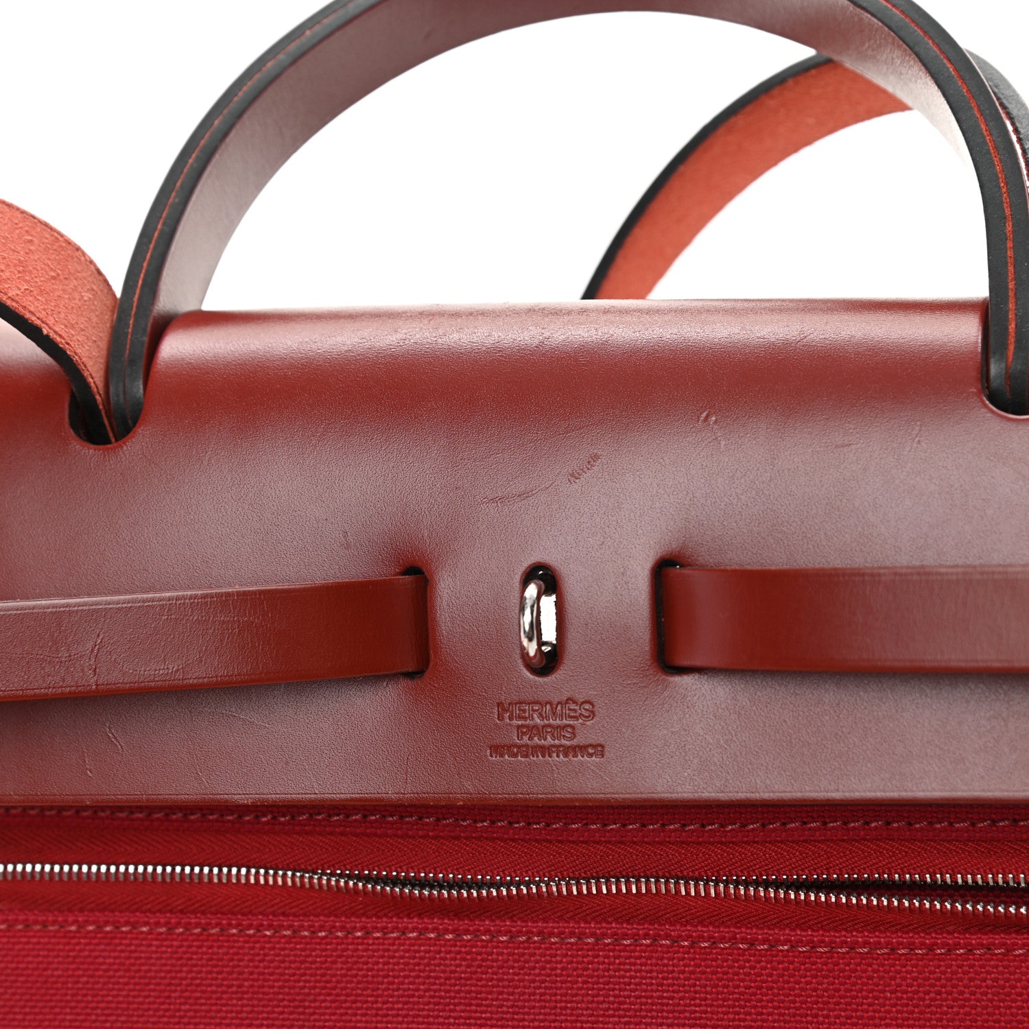 Hermes Military Toile Vache Hunter Herbag Zip 31 PM Rouge Grenat 13 of 15