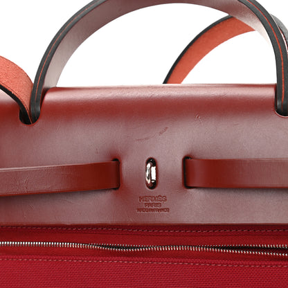 Hermes Military Toile Vache Hunter Herbag Zip 31 PM Rouge Grenat 13 of 15