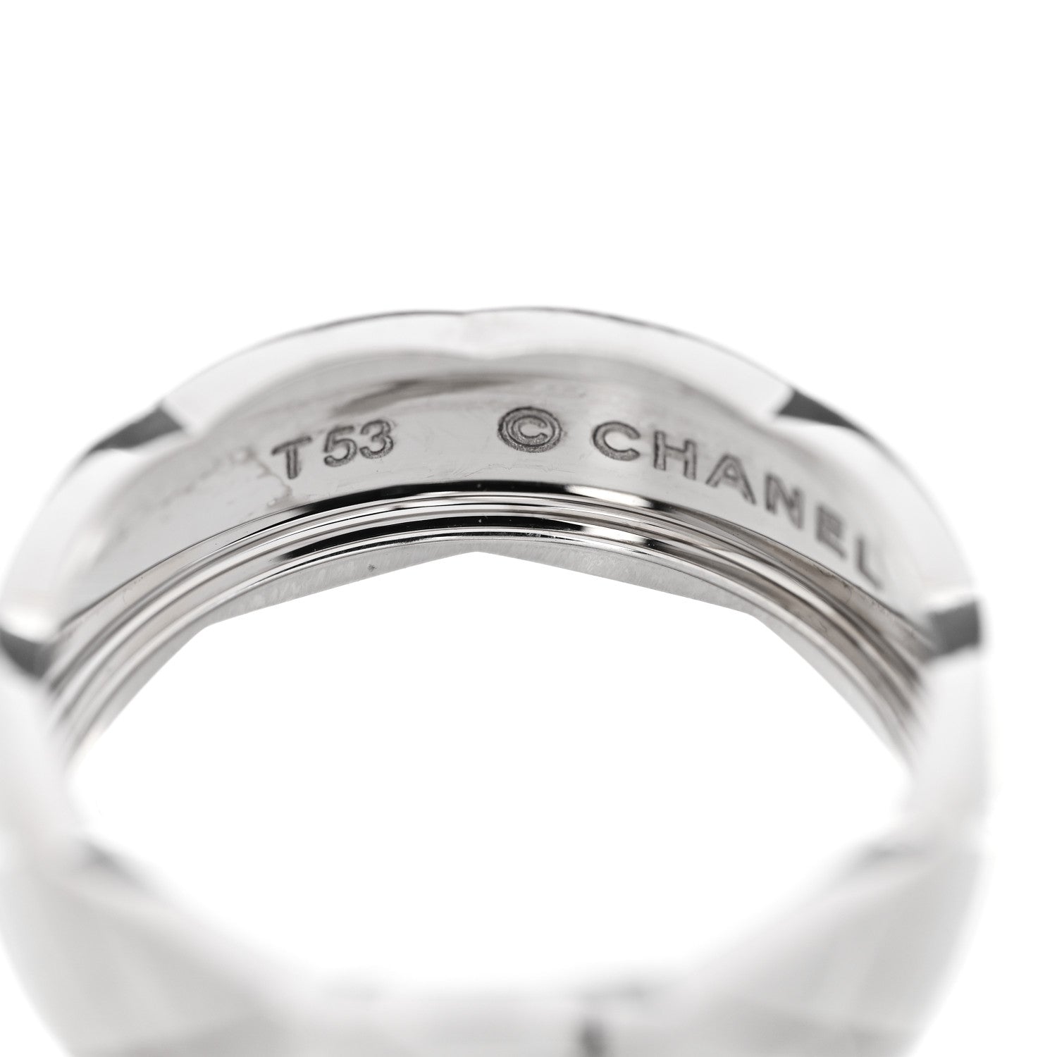 Chanel 18K White Gold Small Coco Crush Ring 53 6.5 4 of 5