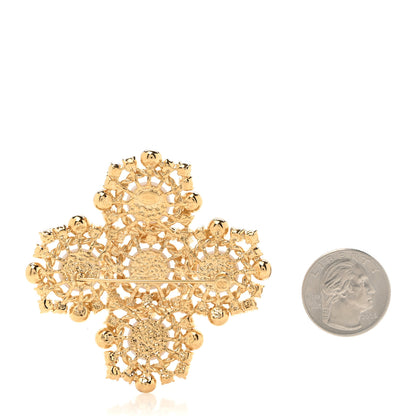 Chanel Pearl Crystal CC-Casino Brooch Gold 2 of 4