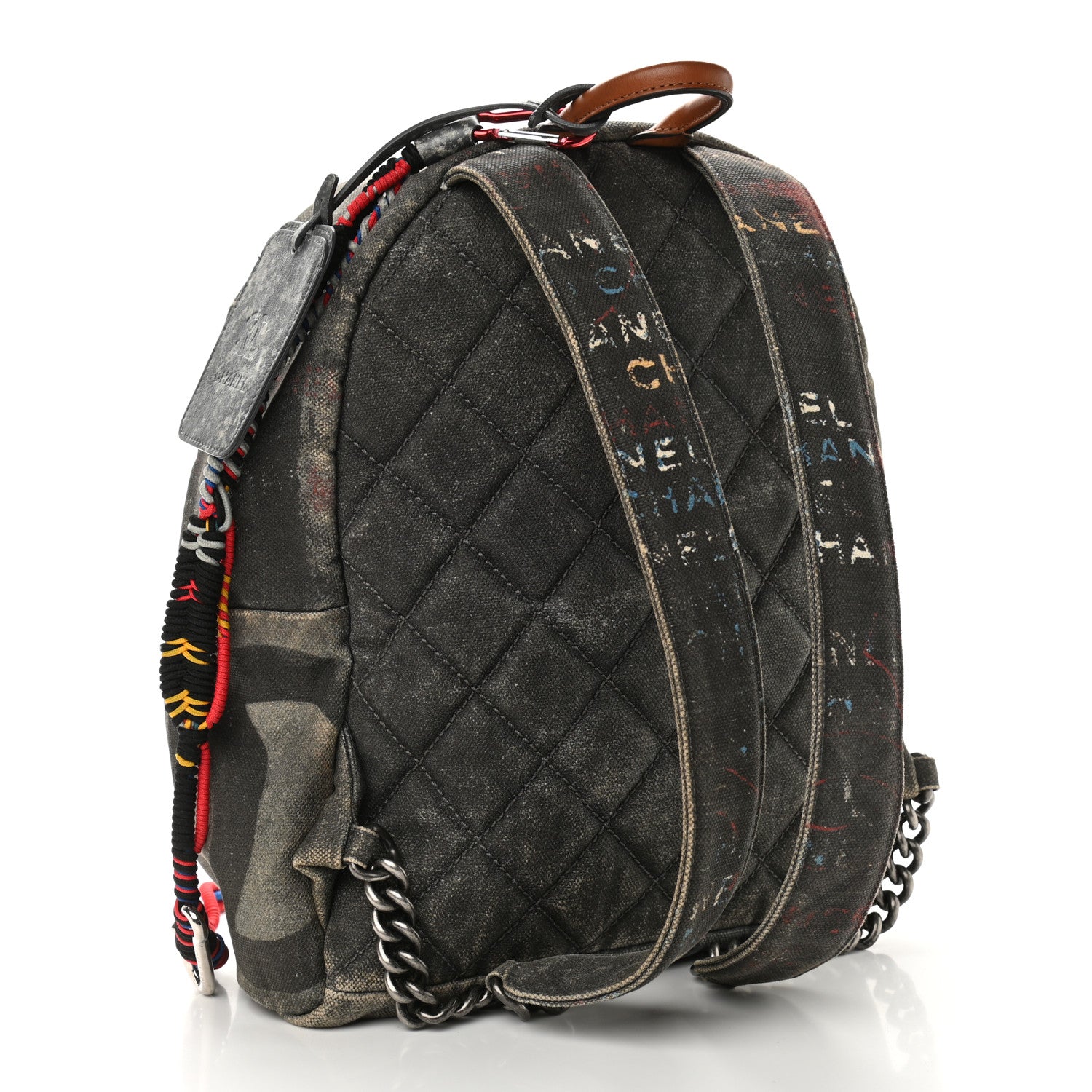 Chanel Graffiti Printed Canvas Medium Backpack Black 3 of 11