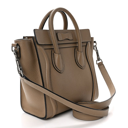 Celine Drummed Calfskin Nano Luggage Dune 3 of 13