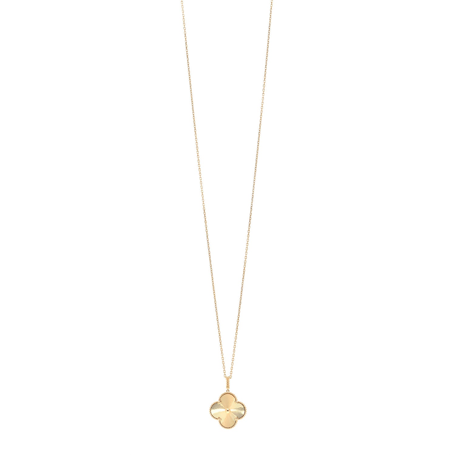 Van Cleef & Arpels 18K Yellow Gold Guilloche Magic Alhambra Long Necklace 1 of 5