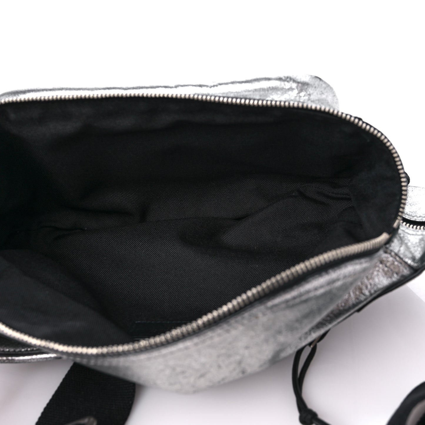 Metallic Calfskin Ripstop Body Belt Bag Silver