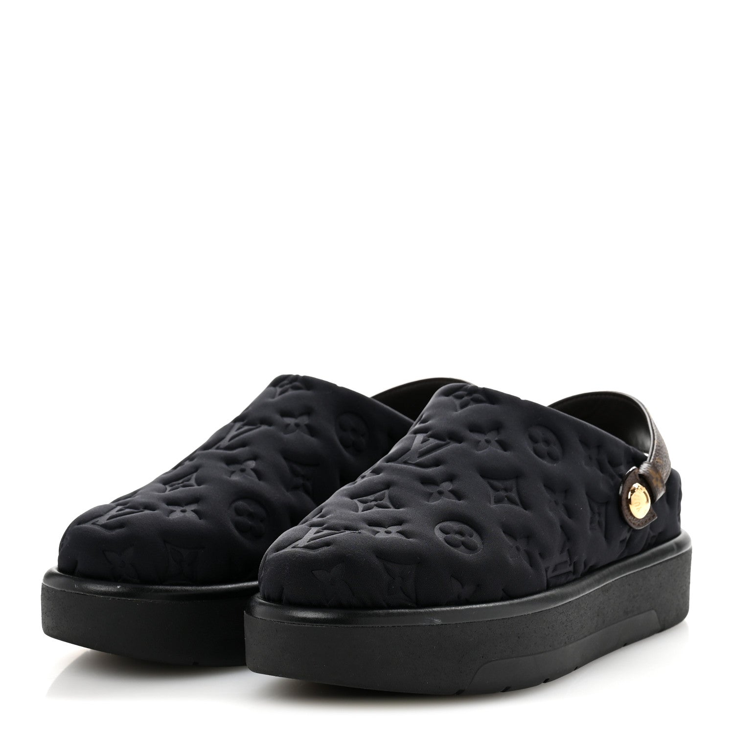 Louis Vuitton Nylon Embossed Monogram Aspen Platform Clog Mules 39.5 Black 4 of 11
